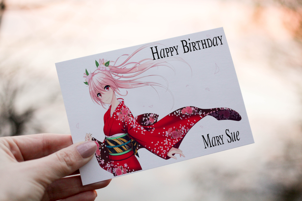 Miku Anime Birthday Card, Personalized Card for Birthday, Anime - Click Image to Close